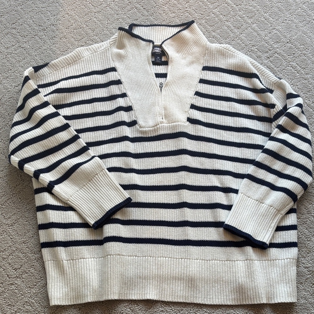 Land’s End Striped Half-Zip Sweater